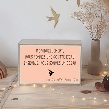 Box lumineuse Cadeau Fête des Mères / Grand-mères personnalisé Rose corail